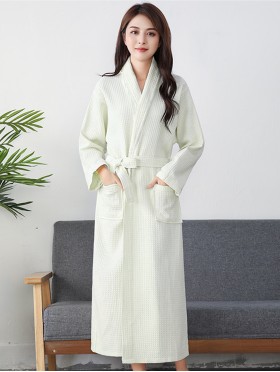 Waffle Monochrome House Robe W/ Pockets